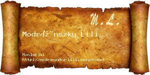 Modránszky Lili névjegykártya